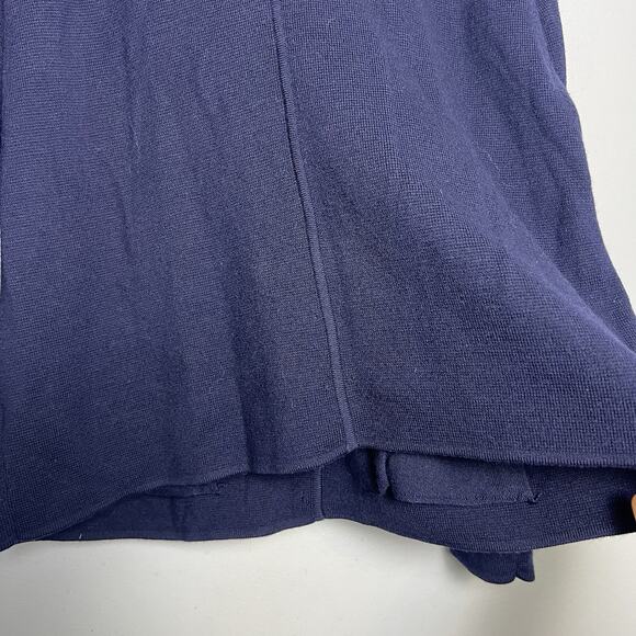 Talbots Womens Button Up Wool Blend Knit Blazer Sz XL Navy Blue Military Preppy - Picture 14 of 16